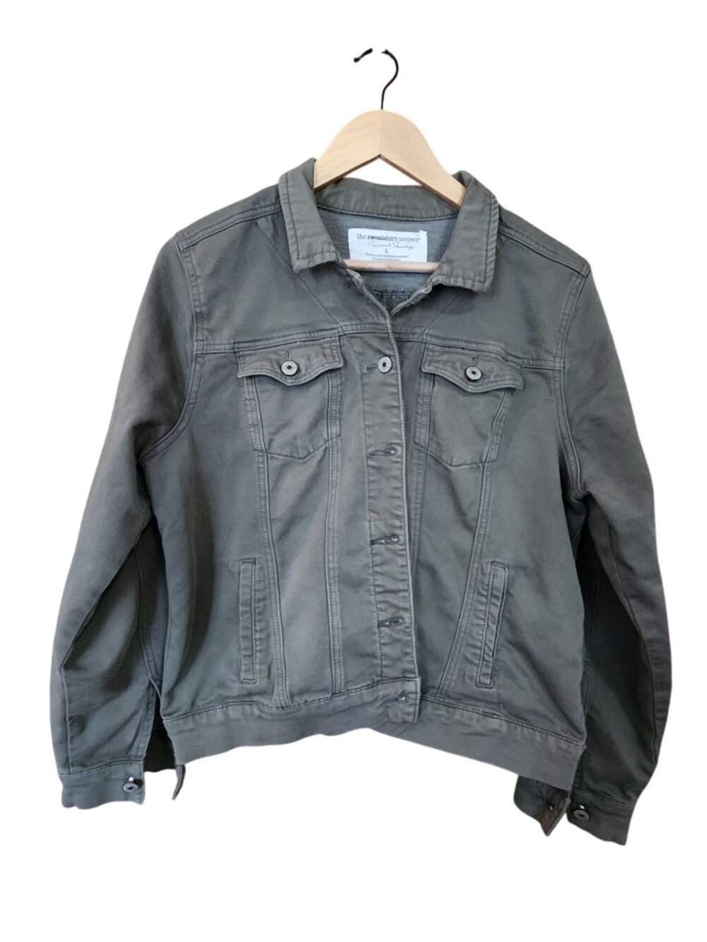 Womens Olive Green Denim Jacket By The Sweatshirt Project Size L